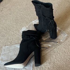 Black Suede Booties. Brand New!